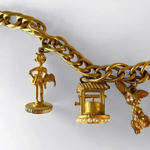 Vintage HOBCO Gold Chunky Charm Bracelet - Picture 2 of 8